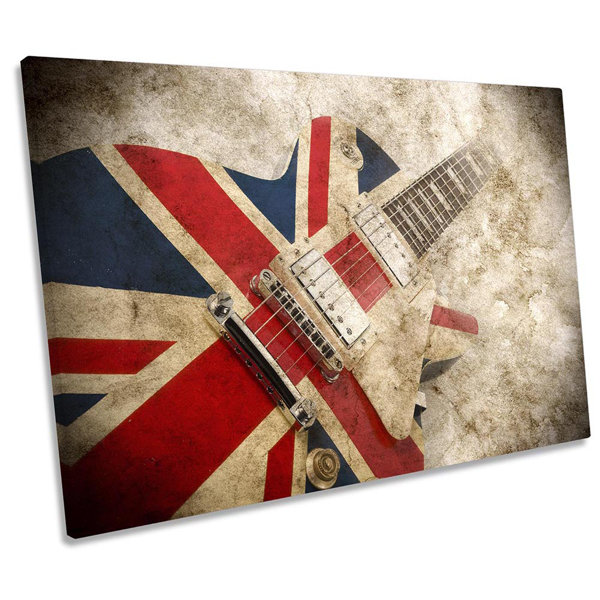 Borough Wharf Union Jack Guitar Music Wrapped Canvas Photograph